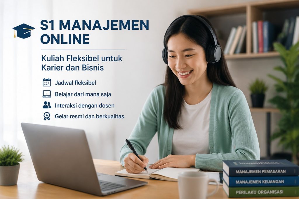 Mahasiswa mengikuti kuliah online S1 Manajemen dengan sistem pembelajaran fleksibel