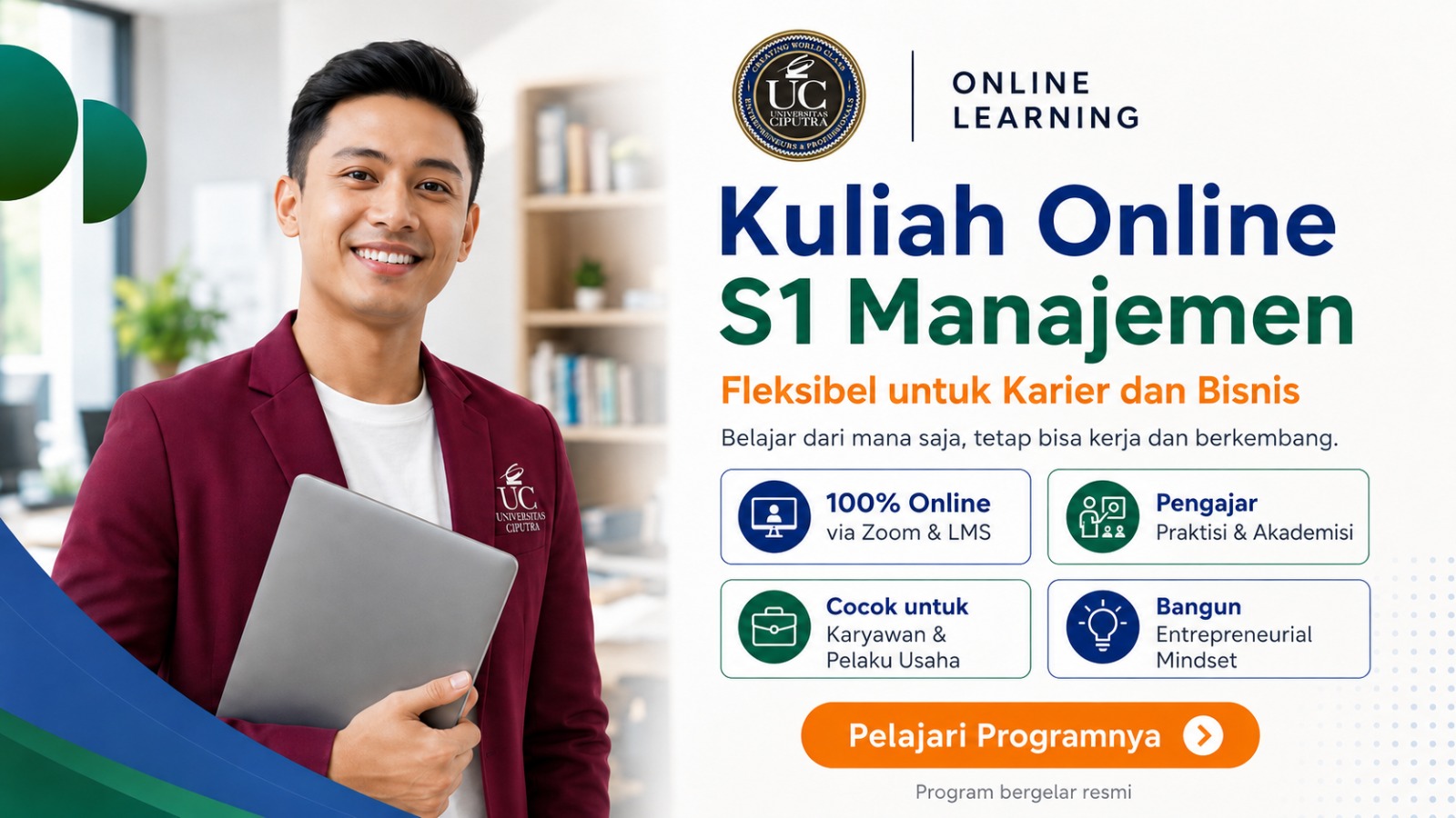 Program S1 Manajemen Online UC Online Learning untuk membangun entrepreneurial mindset